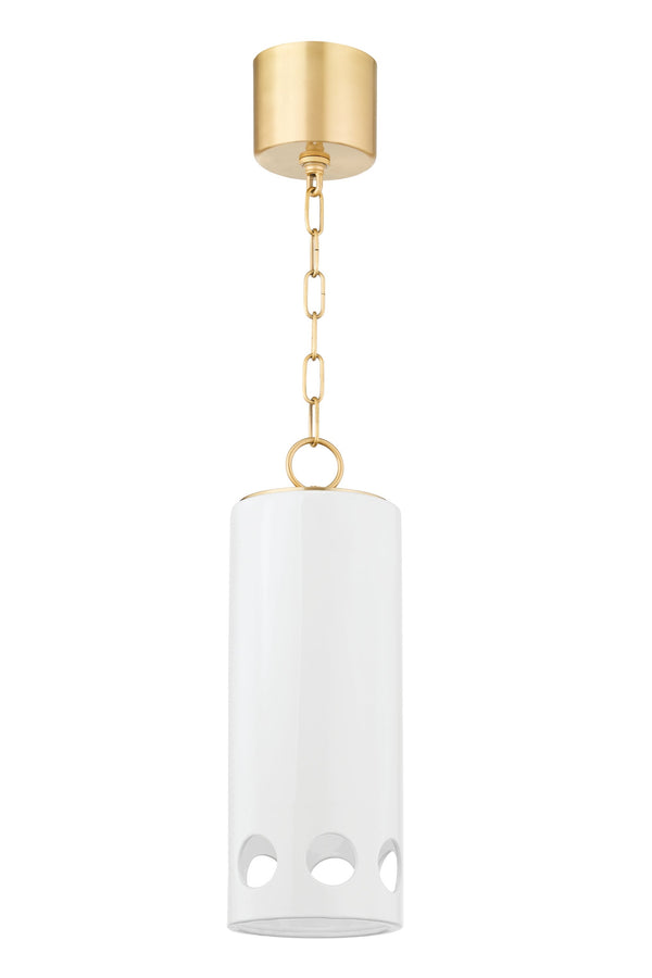 Lighting - Pendant Jean 1 Light Pendant // Aged Brass & Ceramic Gloss White 