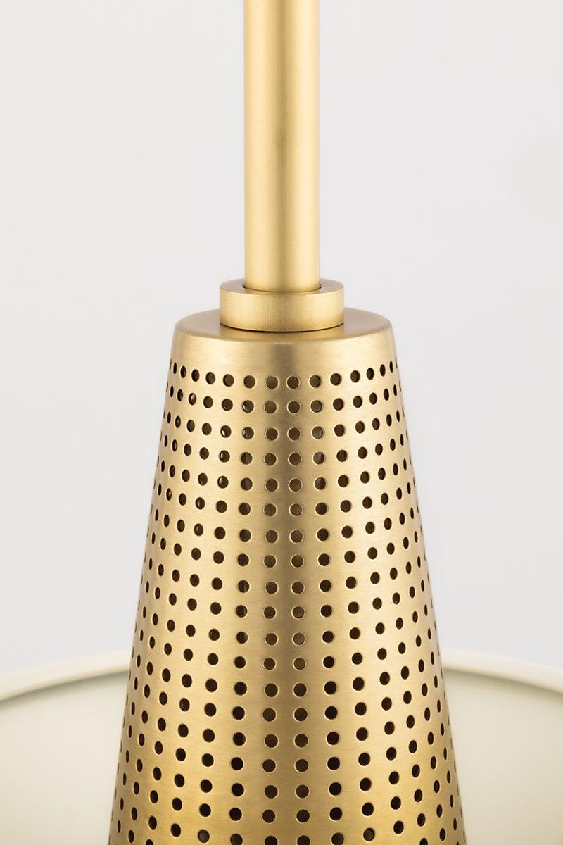 Lighting - Pendant Kiki 1 Light Large Pendant // Aged Brass & Cream 