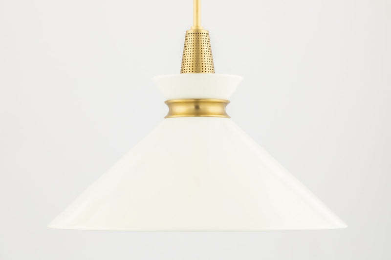 Lighting - Pendant Kiki 1 Light Large Pendant // Aged Brass & Cream 