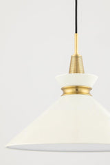 Lighting - Pendant Kiki 1 Light Large Pendant // Aged Brass & Cream 