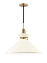 Lighting - Pendant Kiki 1 Light Large Pendant // Aged Brass & Cream 