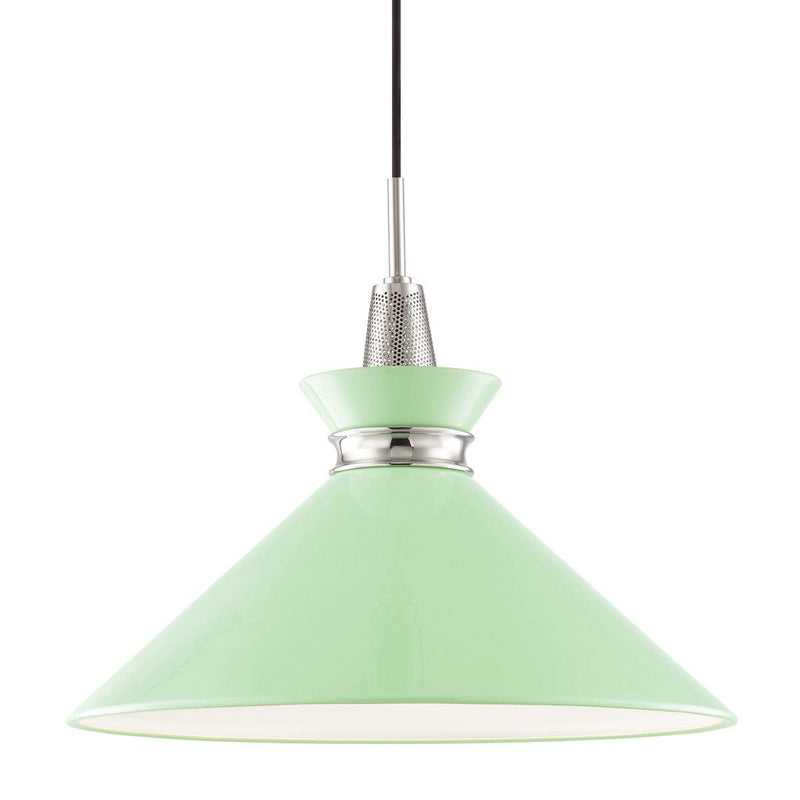 Lighting - Pendant Kiki 1 Light Large Pendant // Polished Nickel & Mint 