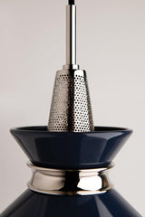 Lighting - Pendant Kiki 1 Light Large Pendant // Polished Nickel & Navy 