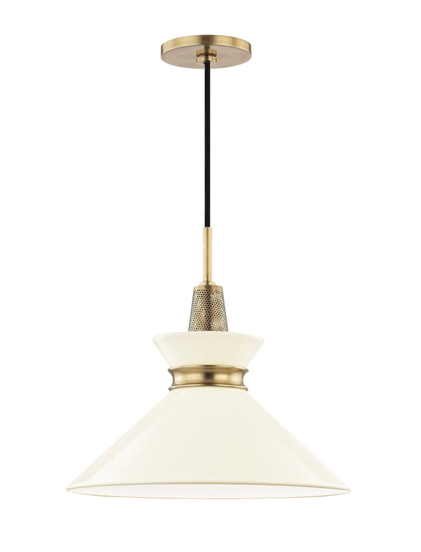 Lighting - Pendant Kiki 1 Light Small Pendant // Aged Brass & Cream 