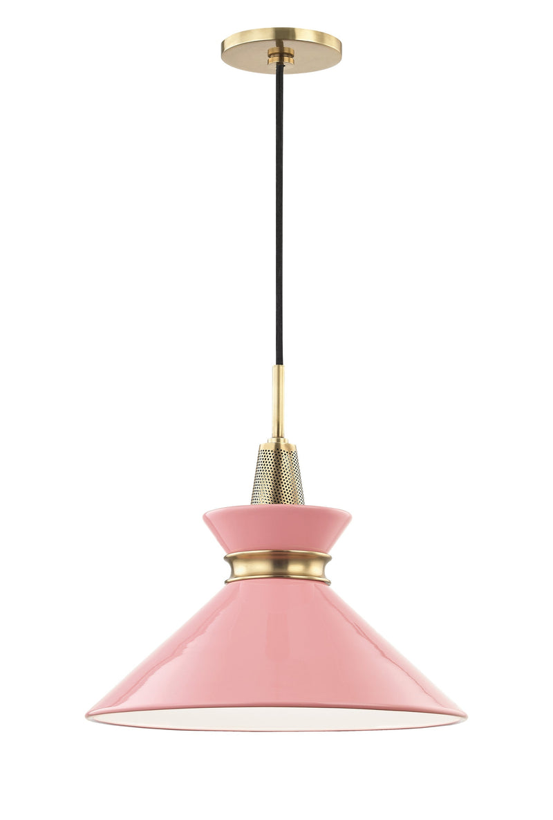 Lighting - Pendant Kiki 1 Light Small Pendant // Aged Brass & Pink 