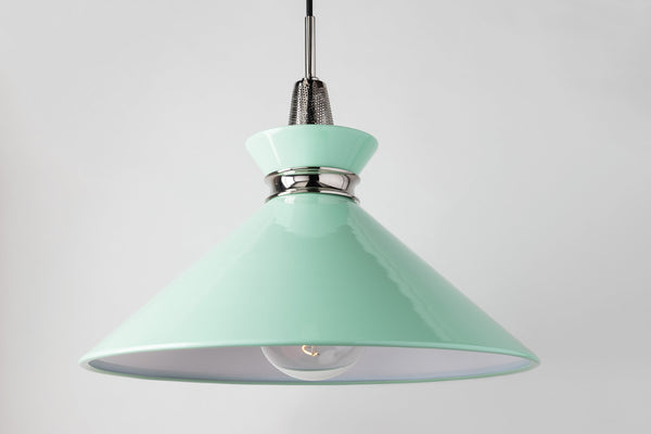 Lighting - Pendant Kiki 1 Light Small Pendant // Polished Nickel & Mint 