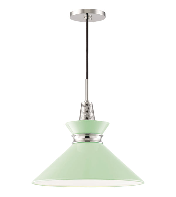 Lighting - Pendant Kiki 1 Light Small Pendant // Polished Nickel & Mint 