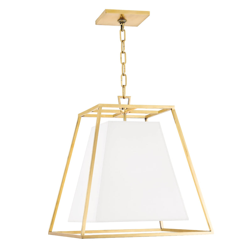 Lighting - Pendant Kyle 4 Light Pendant with White Shade // Aged Brass 