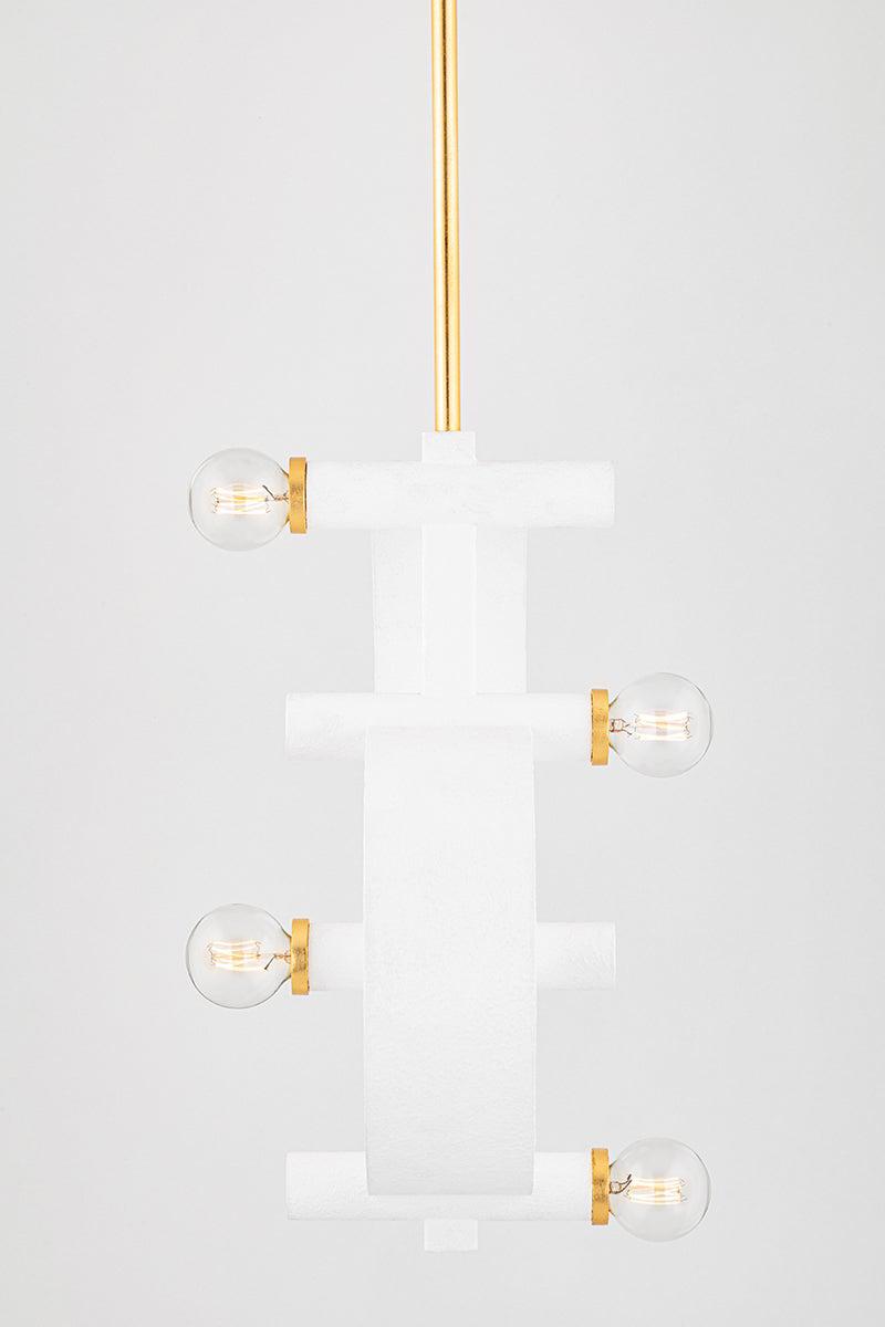 Lighting - Pendant Maddie 4 Light Pendant // Gold Leaf & White 