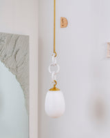 Lighting - Pendant Marina 1 Light Pendant // Aged Brass & Textured White Combo 