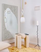 Lighting - Pendant Marina 1 Light Pendant // Aged Brass & Textured White Combo 