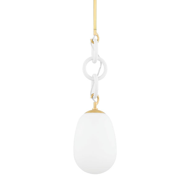 Lighting - Pendant Marina 1 Light Pendant // Aged Brass & Textured White Combo 