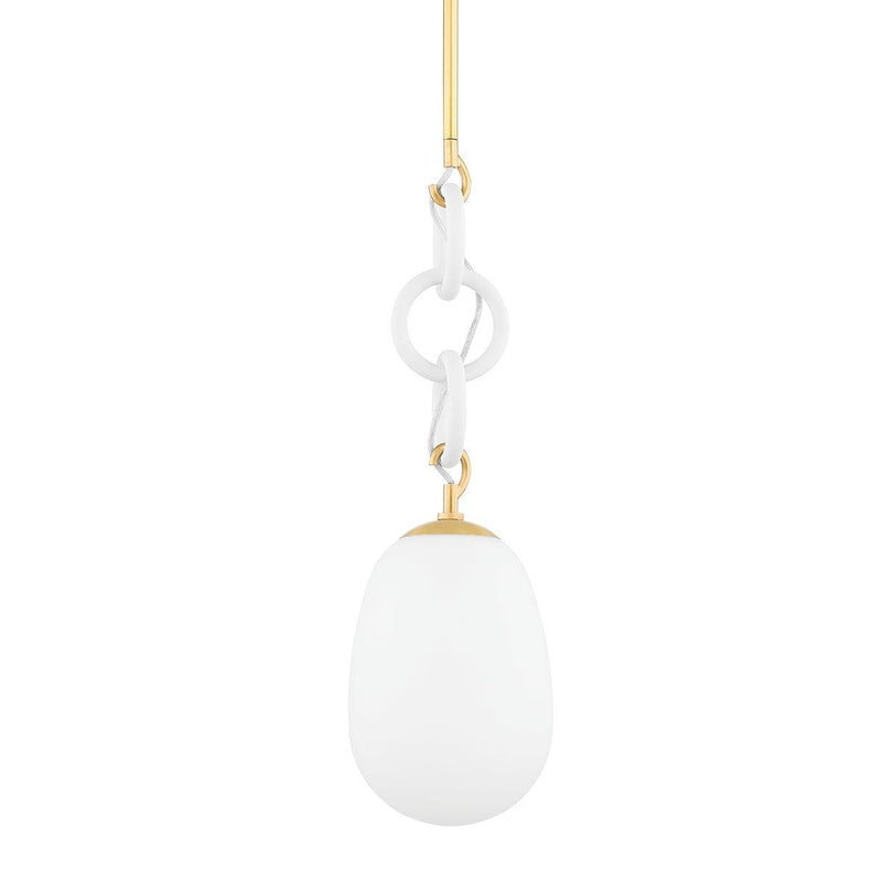 Lighting - Pendant Marina 1 Light Pendant // Aged Brass & Textured White Combo 