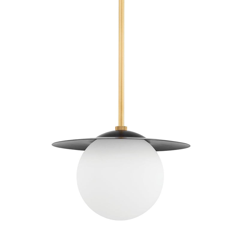 Lighting - Pendant Marlene 1 Light Small Pendant // Aged Brass & Soft Black 