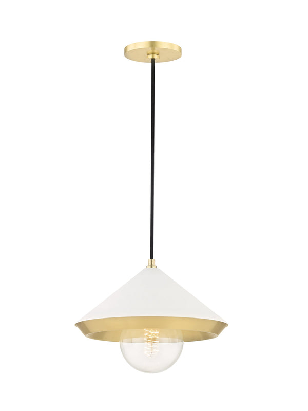 Lighting - Pendant Marnie 1 Light Large Pendant // Aged Brass & Soft Off White 