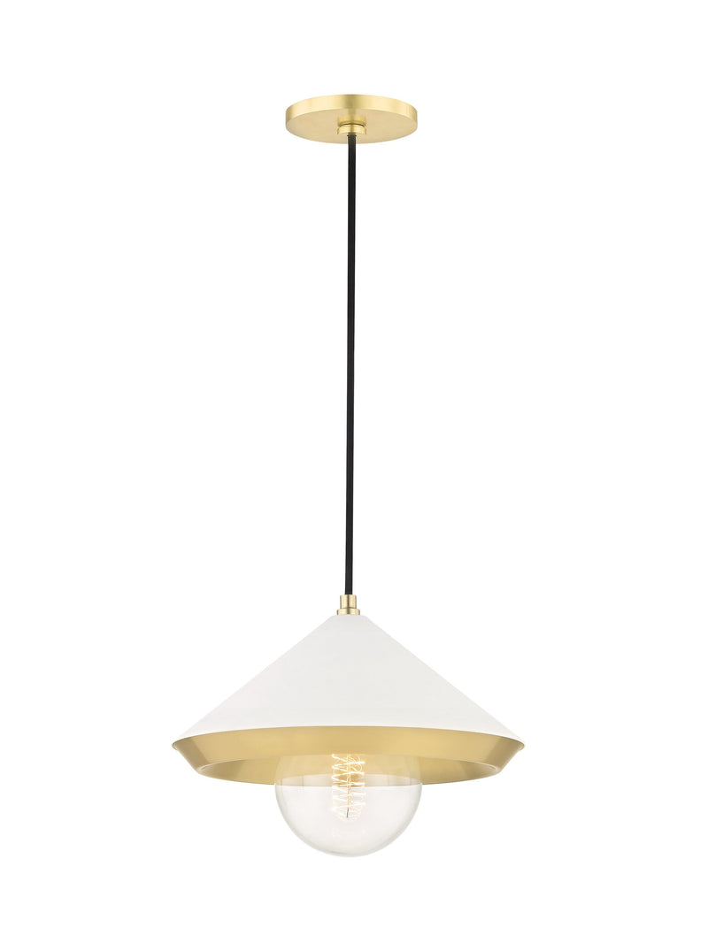 Lighting - Pendant Marnie 1 Light Large Pendant // Aged Brass & Soft Off White 