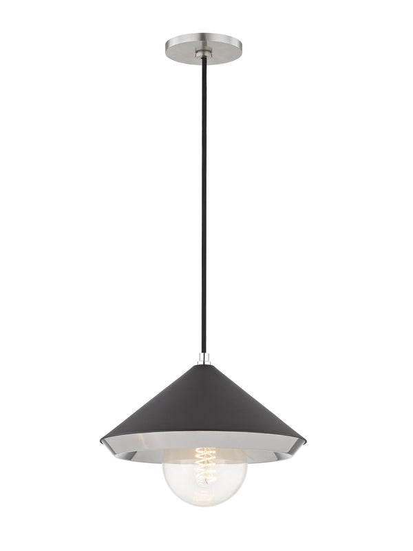 Lighting - Pendant Marnie 1 Light Large Pendant // Polished Nickel & Black 