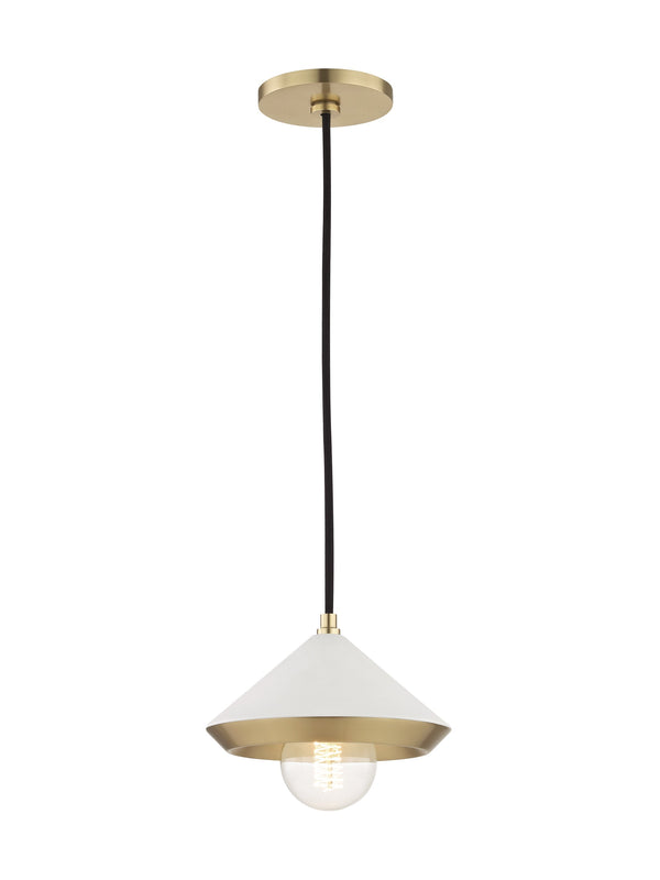 Lighting - Pendant Marnie 1 Light Small Pendant // Aged Brass & Soft Off White 