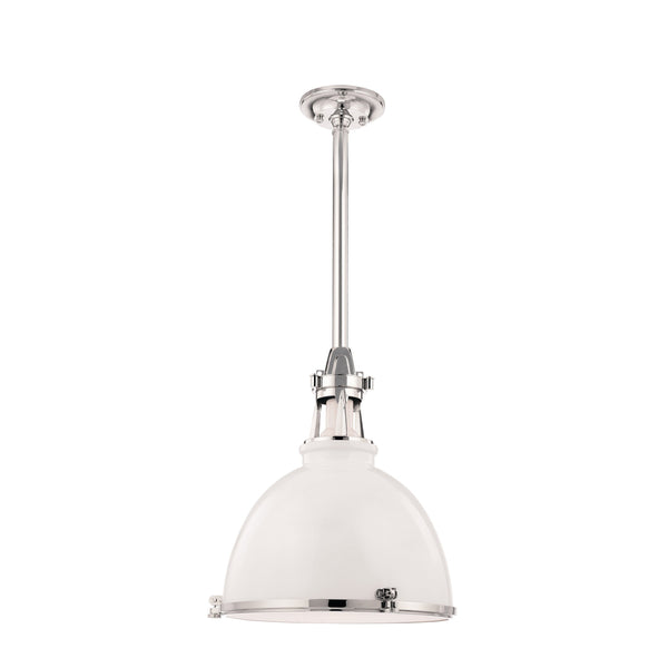 Lighting - Pendant Massena 1 Light Pendant // White & Polished Nickel Combo // Large 