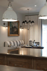 Lighting - Pendant Massena 1 Light Pendant // White & Polished Nickel Combo // Medium 