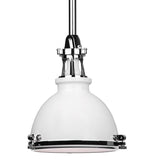 Lighting - Pendant Massena 1 Light Pendant // White & Polished Nickel Combo // Medium 