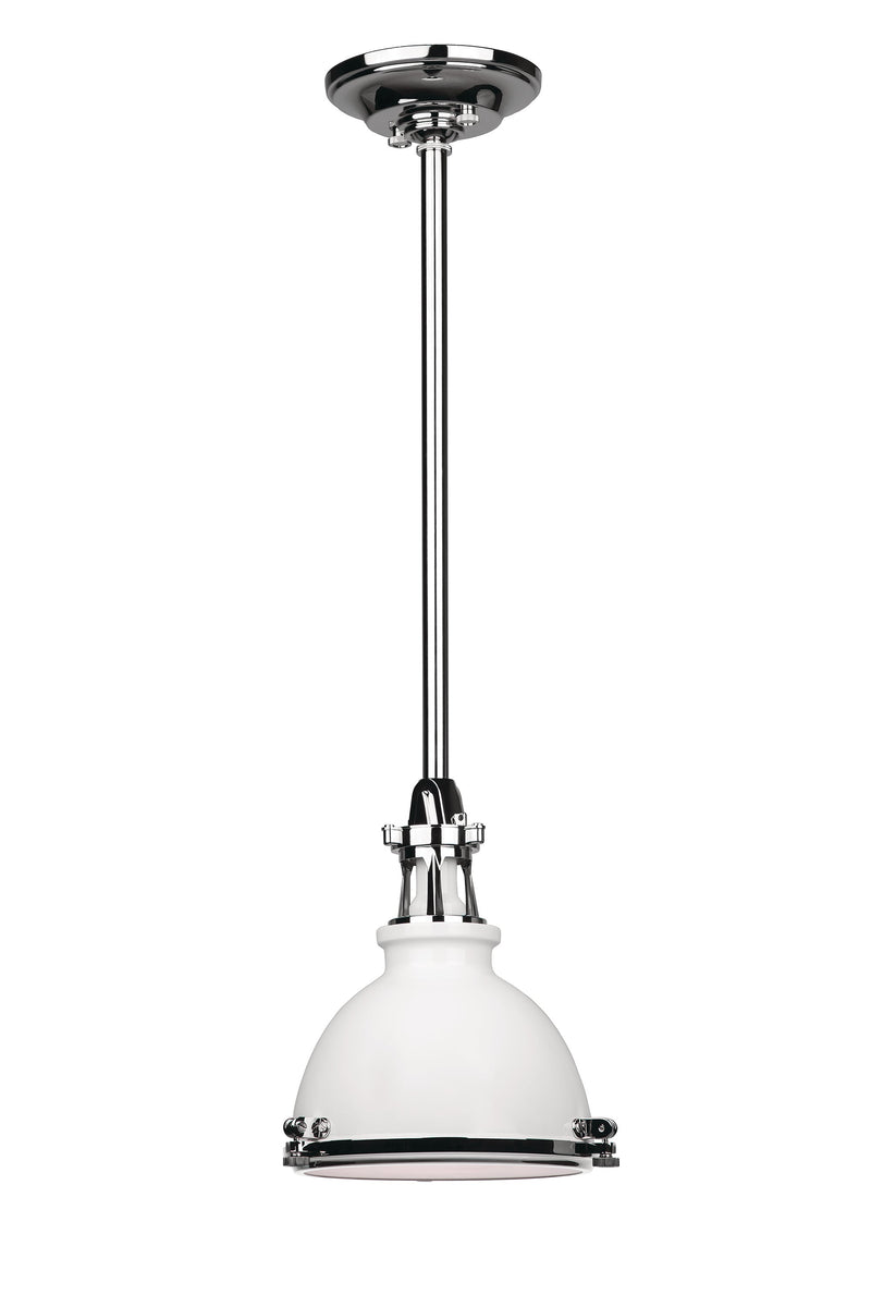 Lighting - Pendant Massena 1 Light Pendant // White & Polished Nickel Combo // Small 