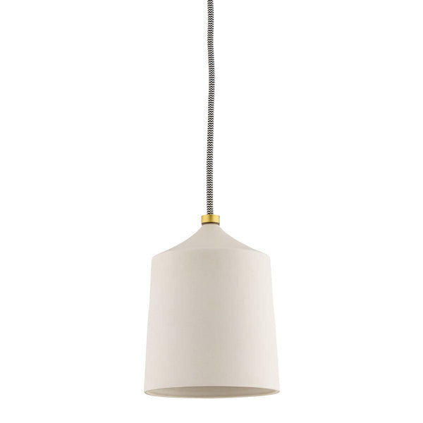 Lighting - Pendant Megan 1 Light Pendant // Aged Brass & Matte White 