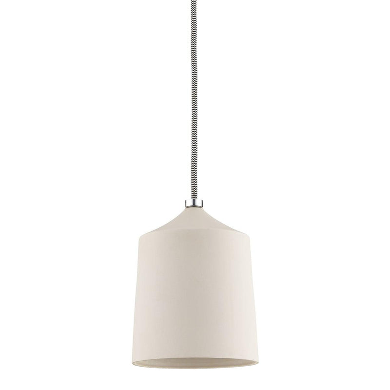 Lighting - Pendant Megan 1 Light Pendant // Polished Nickel & Matte White 