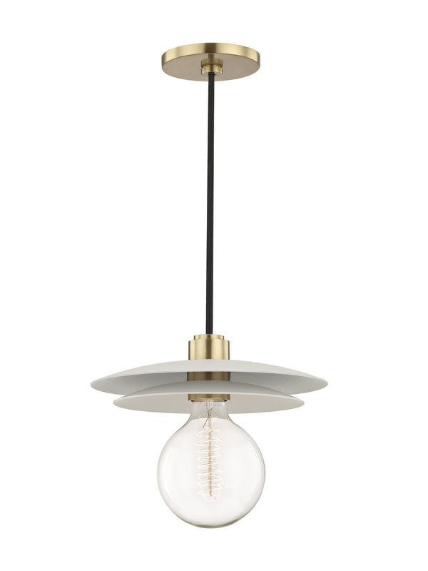 Lighting - Pendant Milla 1 Light Large Pendant // Aged Brass & Soft Off White 