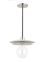 Lighting - Pendant Milla 1 Light Large Pendant // Polished Nickel & White 