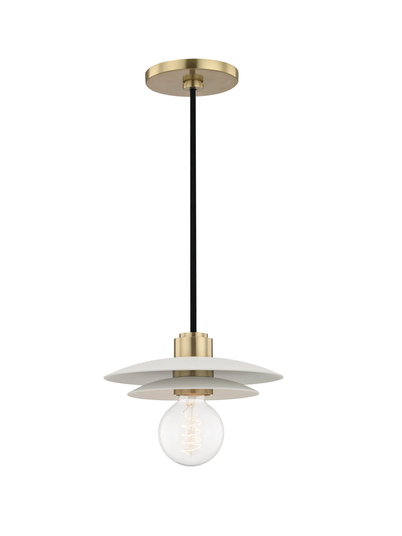 Lighting - Pendant Milla 1 Light Small Pendant // Aged Brass & Soft Off White 