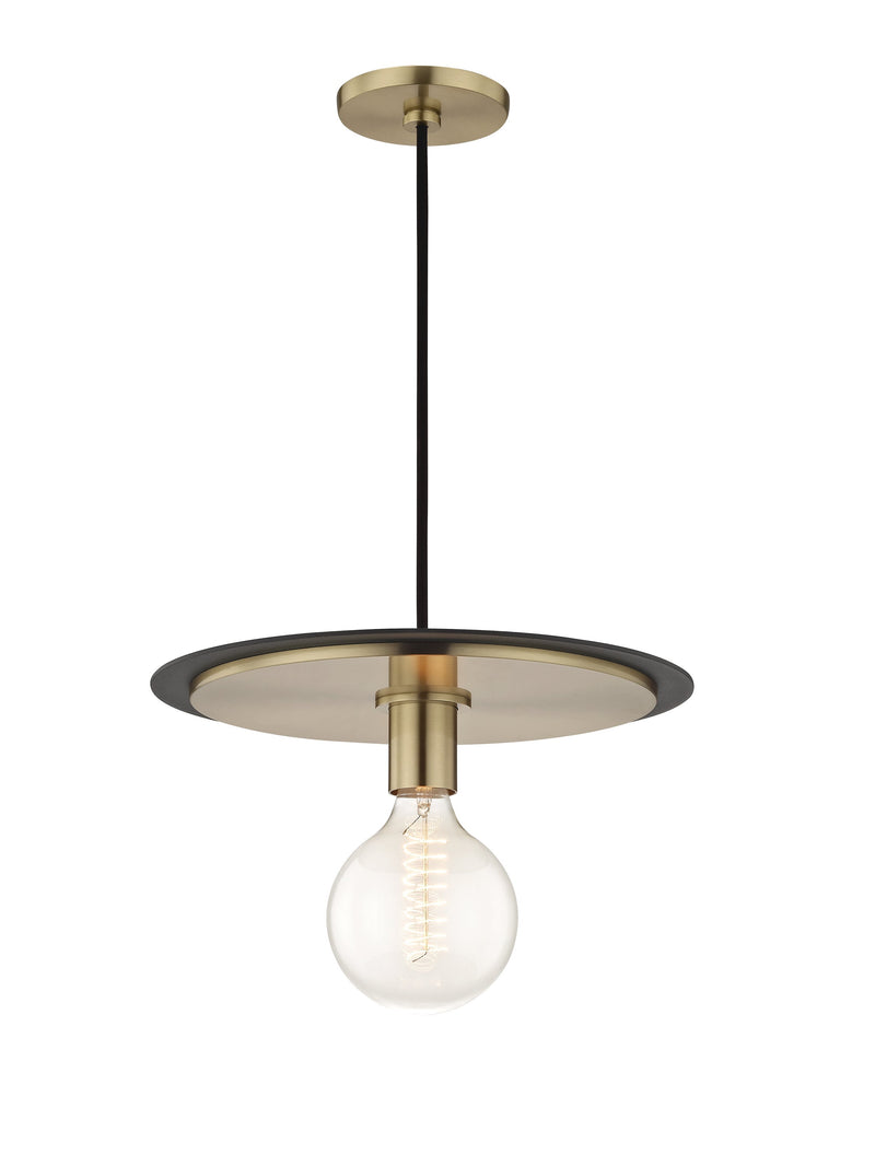 Lighting - Pendant Milo 1 Light Large Pendant // Aged Brass & Black 