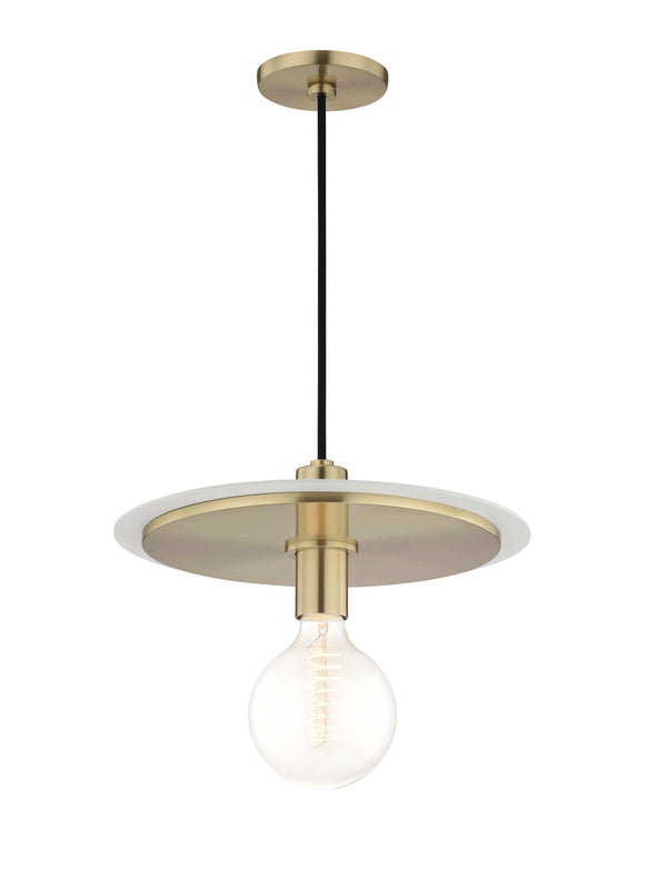 Lighting - Pendant Milo 1 Light Large Pendant // Aged Brass & Soft Off White 