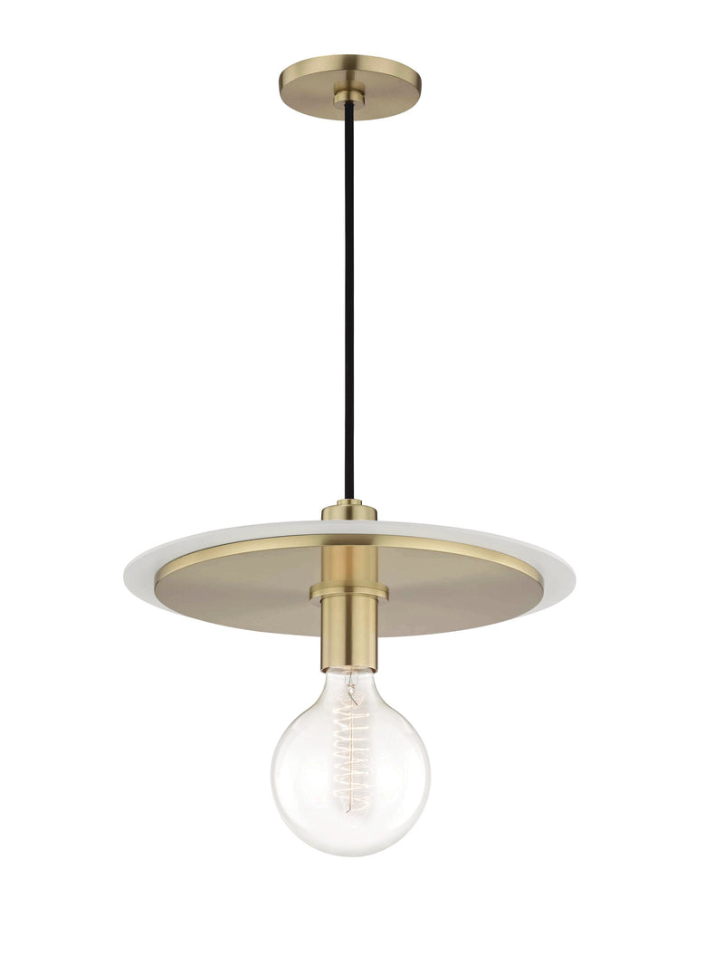 Lighting - Pendant Milo 1 Light Large Pendant // Aged Brass & Soft Off White 