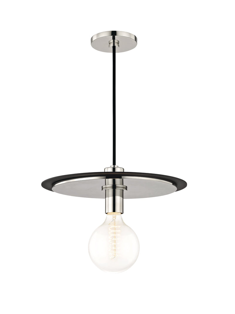 Lighting - Pendant Milo 1 Light Large Pendant // Polished Nickel & Black 