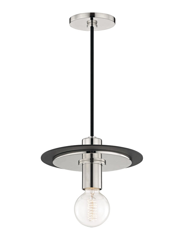 Lighting - Pendant Milo 1 Light Large Pendant // Polished Nickel & Black 