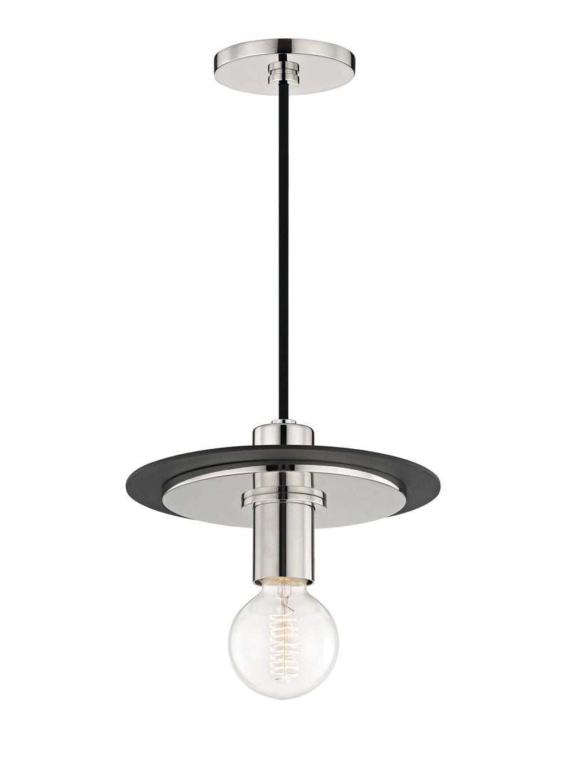 Lighting - Pendant Milo 1 Light Large Pendant // Polished Nickel & Black 