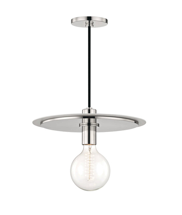 Lighting - Pendant Milo 1 Light Large Pendant // Polished Nickel & White 