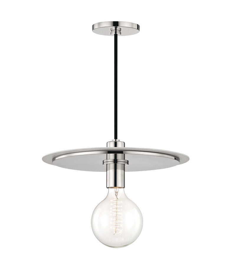 Lighting - Pendant Milo 1 Light Large Pendant // Polished Nickel & White 