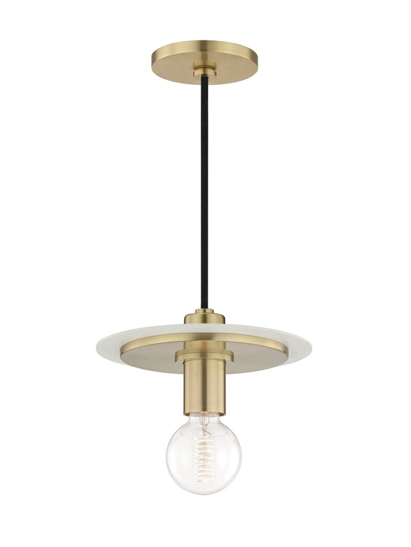 Lighting - Pendant Milo 1 Light Small Pendant // Aged Brass & Soft Off White 