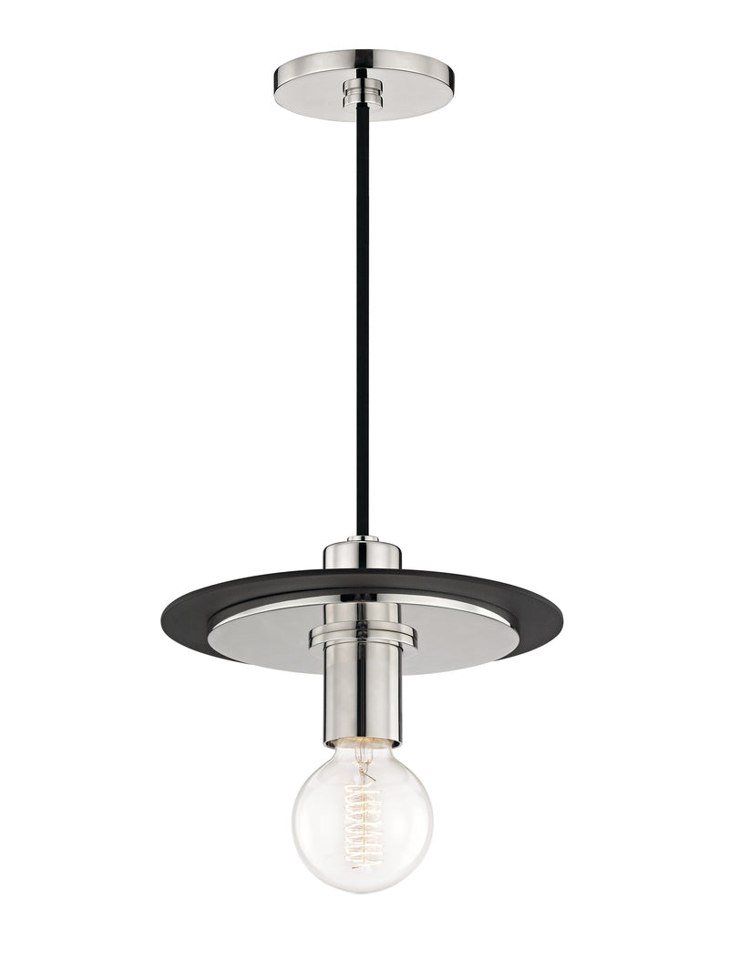 Lighting - Pendant Milo 1 Light Small Pendant // Polished Nickel & Black 