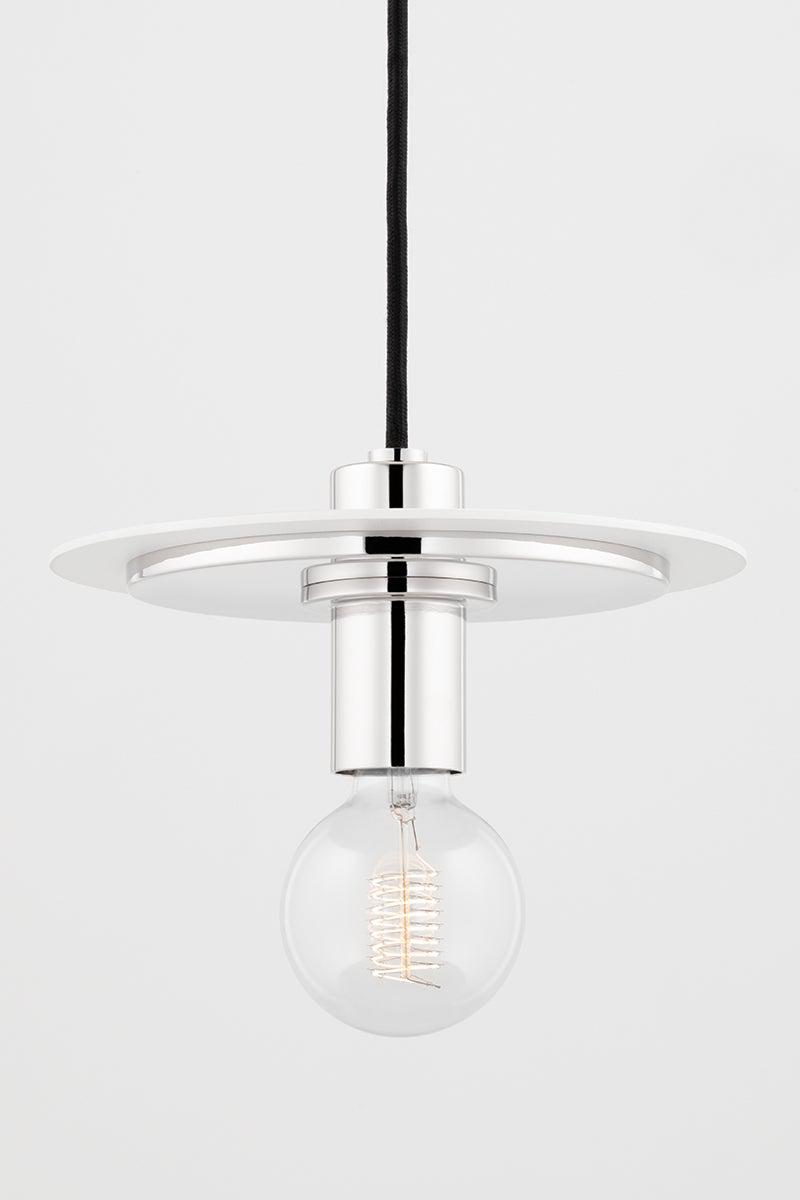 Lighting - Pendant Milo 1 Light Small Pendant // Polished Nickel & White 