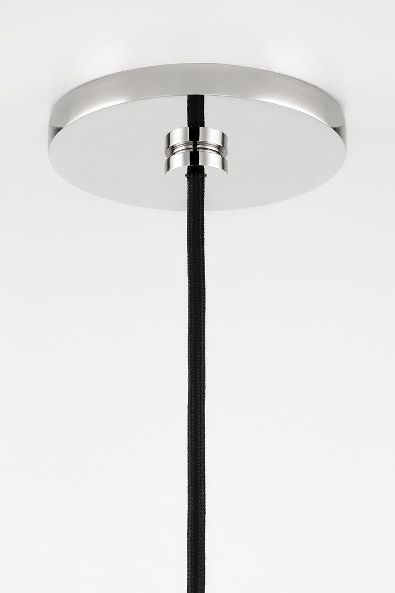 Lighting - Pendant Milo 1 Light Small Pendant // Polished Nickel & White 