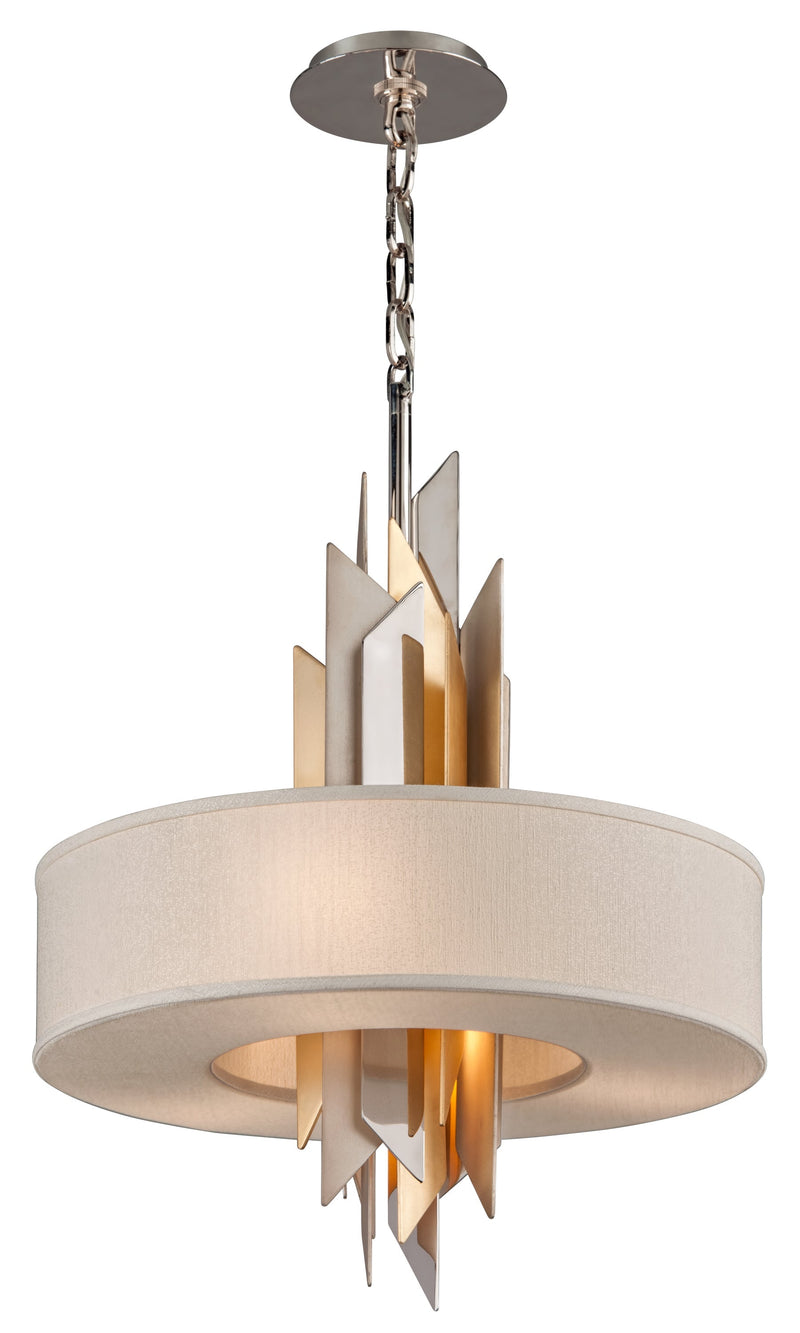 Lighting - Pendant Modernist 4lt Pendant // Pol Ss W Silver & Gold Leaf 