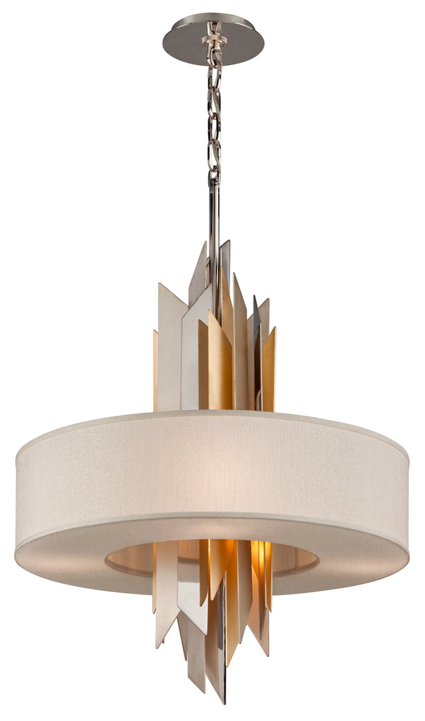 Lighting - Pendant Modernist 6lt Pendant // Pol Ss W Silver & Gold Leaf 