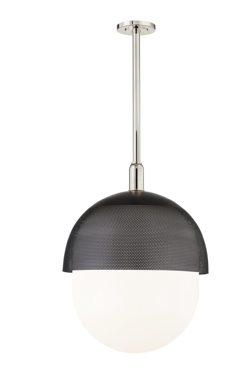 Lighting - Pendant Nyack 1 Light Large Pendant // Polished Nickel & Black 