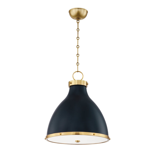 Lighting - Pendant Painted No. 3 2 Light Small Pendant // Aged Brass & Darkest Blue 