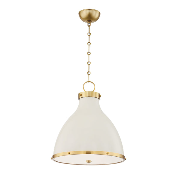 Lighting - Pendant Painted No. 3 2 Light Small Pendant // Aged Brass & Off White 