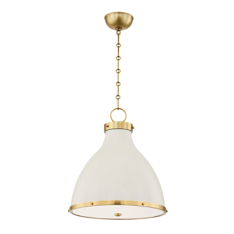 Lighting - Pendant Painted No. 3 2 Light Small Pendant // Aged Brass & Off White 