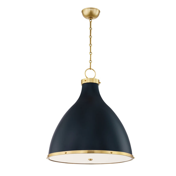 Lighting - Pendant Painted No. 3 3 Light Large Pendant // Aged Brass & Darkest Blue 